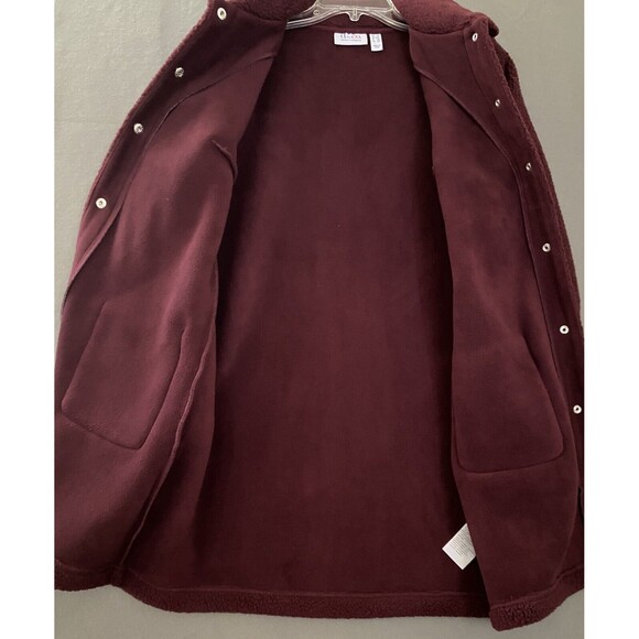 Denim‎ & Co Sherpa Jacket Womens Size XXS Dark Burgundy Long Length Warm Button - Picture 4 of 14